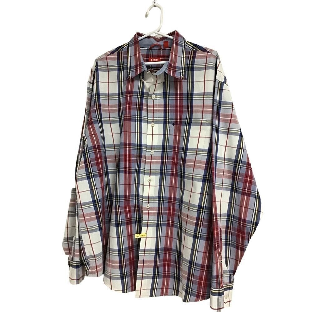 IZOD Blue and Multicolor Plaid Button Up Men's Size 2XLT‎